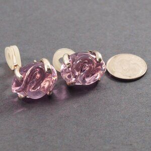 Pink Swirled Glass Stud Earrings